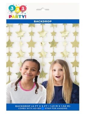 321 Party Foil Star Photo Booth Backdrop + Adhesive for Hanging *NEW*
